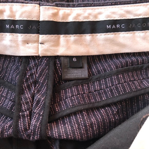 ❤️Marc Jacobs Black Purple Striped Pinstripe Cotton Pants Pockets Size 6 - Picture 8 of 9